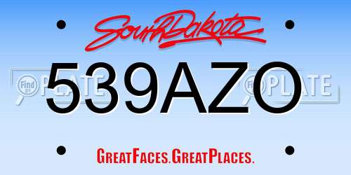 539AZO South Dakota License Plate