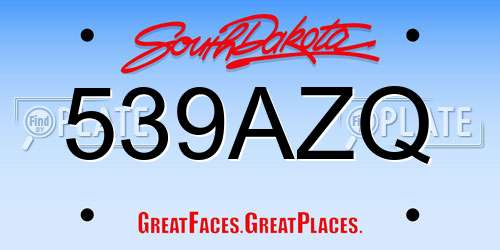 539AZQ South Dakota License Plate