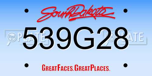 539G28 South Dakota License Plate