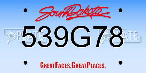 539G78 South Dakota License Plate