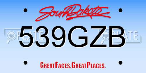 539GZB South Dakota License Plate