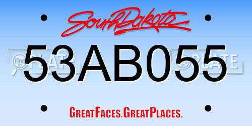 53AB055 South Dakota License Plate