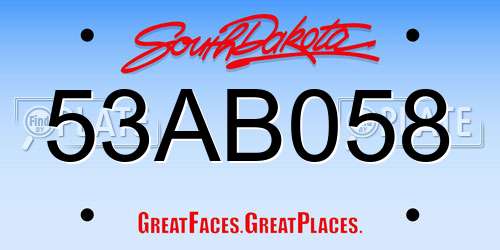 53AB058 South Dakota License Plate