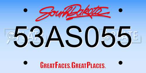 53AS055 South Dakota License Plate