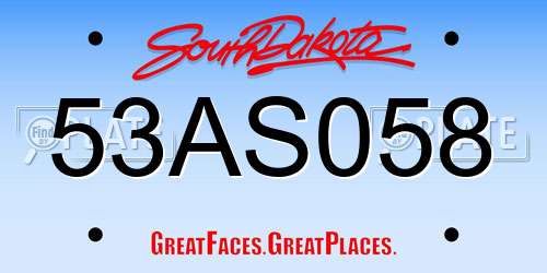 53AS058 South Dakota License Plate