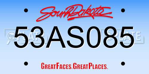53AS085 South Dakota License Plate