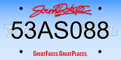 53AS088 South Dakota License Plate
