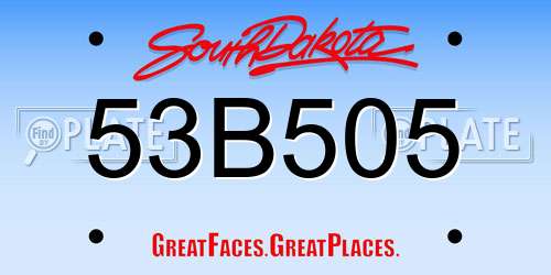 53B505 South Dakota License Plate