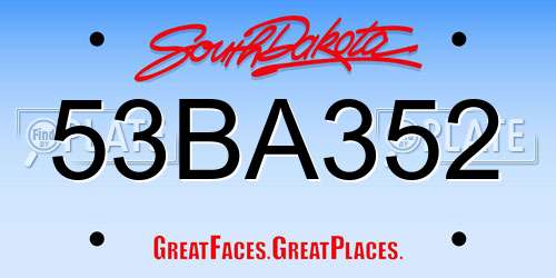53BA352 South Dakota License Plate