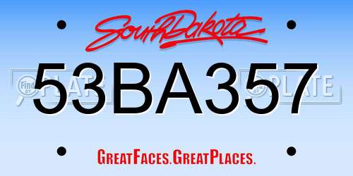53BA357 South Dakota License Plate