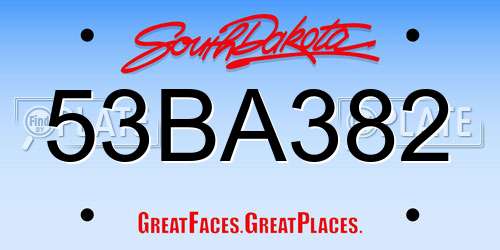 53BA382 South Dakota License Plate