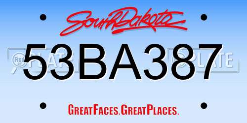 53BA387 South Dakota License Plate