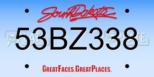 53BZ338 South Dakota License Plate