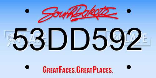 53DD592 South Dakota License Plate