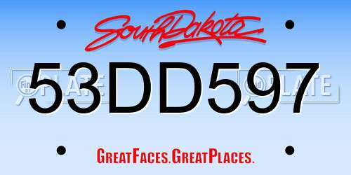 53DD597 South Dakota License Plate