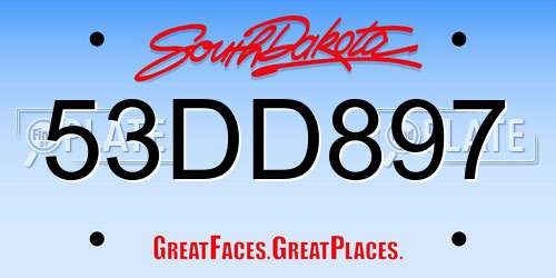 53DD897 South Dakota License Plate