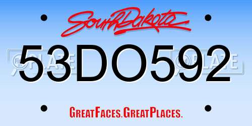 53DO592 South Dakota License Plate