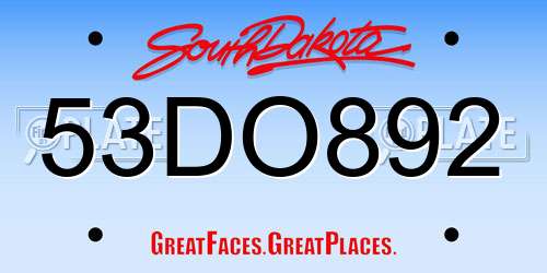 53DO892 South Dakota License Plate