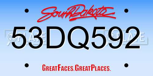 53DQ592 South Dakota License Plate