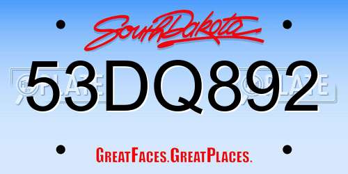 53DQ892 South Dakota License Plate