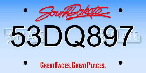 53DQ897 South Dakota License Plate