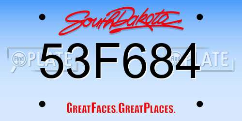 53F684 South Dakota License Plate