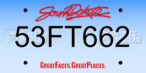 53FT662 South Dakota License Plate