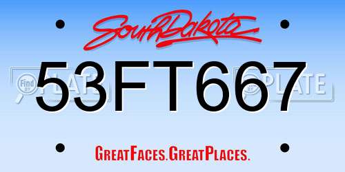 53FT667 South Dakota License Plate