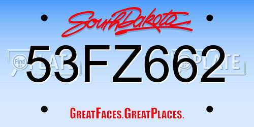 53FZ662 South Dakota License Plate