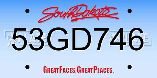 53GD746 South Dakota License Plate