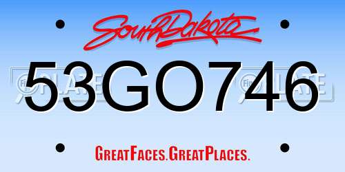53GO746 South Dakota License Plate