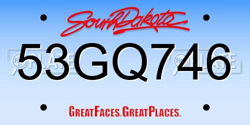 53GQ746 South Dakota License Plate