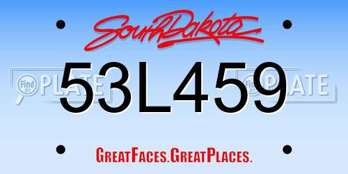 53L459 South Dakota License Plate