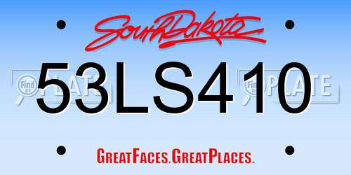 53LS410 South Dakota License Plate