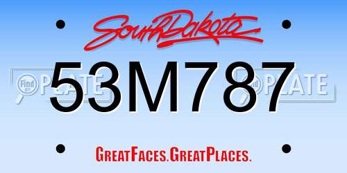 53M787 South Dakota License Plate