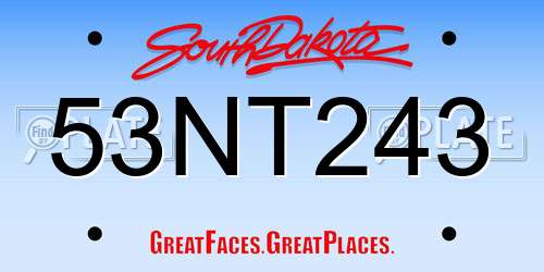 53NT243 South Dakota License Plate