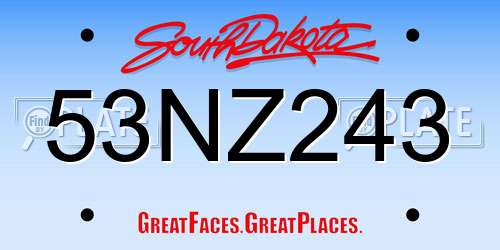 53NZ243 South Dakota License Plate