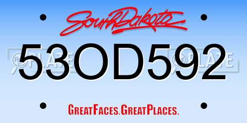 53OD592 South Dakota License Plate