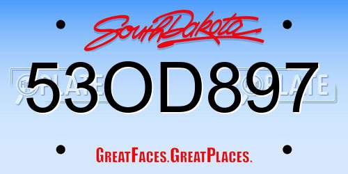 53OD897 South Dakota License Plate