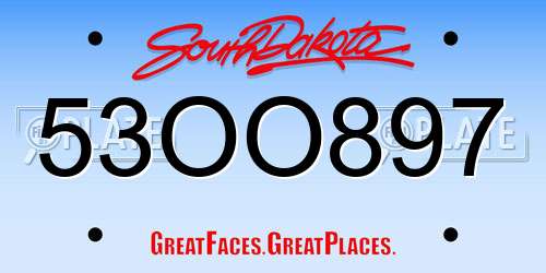 53OO897 South Dakota License Plate