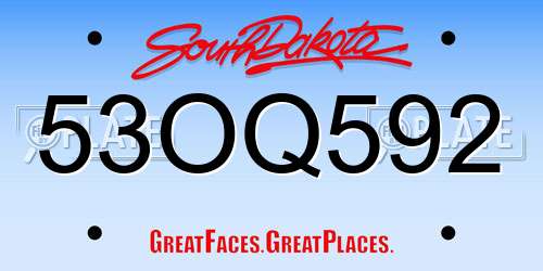 53OQ592 South Dakota License Plate