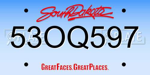53OQ597 South Dakota License Plate