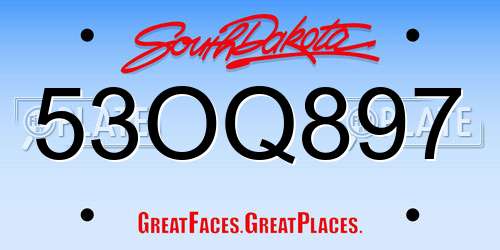 53OQ897 South Dakota License Plate