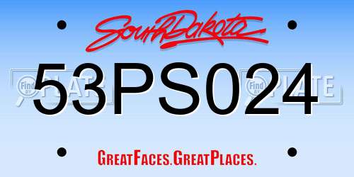 53PS024 South Dakota License Plate