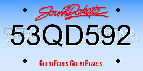 53QD592 South Dakota License Plate