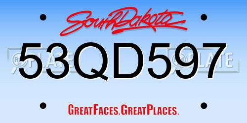 53QD597 South Dakota License Plate