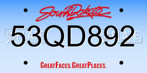 53QD892 South Dakota License Plate