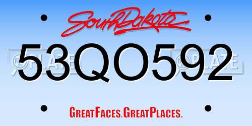 53QO592 South Dakota License Plate