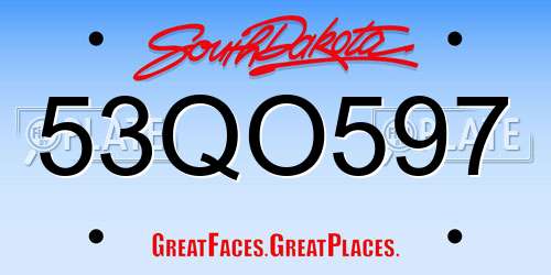 53QO597 South Dakota License Plate
