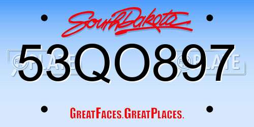 53QO897 South Dakota License Plate
